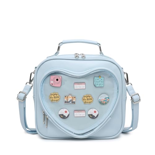 CHERRY SAUCE Große Ita Bag Heart Messenger Japanische Tasche Kawaii Anime Schulterhandtaschen für Cosplay, 17-hellblau von CHERRY SAUCE