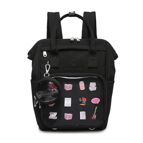 CHERRY SAUCE Ita Bag Pin Kawaii Cute Display Mommy Rucksack für Schule Anime Cosplay mit Einsatz, Schwarz (Medium), Modern von CHERRY SAUCE