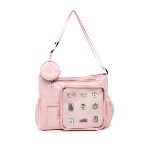 Canvas Ita Bag Crossbody Umhängetasche Kawaii Geldbörsen, Pink von CHERRY SAUCE