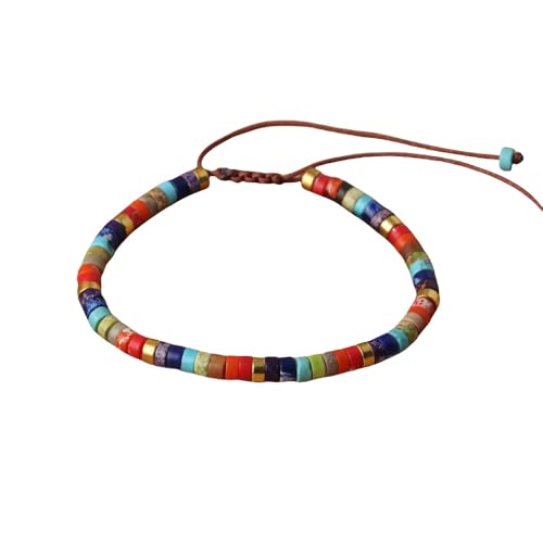 CHEWUWLT Armband Herren Perlen, Armbänder Aus Natürlichem Edelsteinkristall, Modische Abstandsperlen, Reiki-Yoga-Armbänder, Geflochtenes Verstellbares Armband, Energie-Edelsteinarmbänder, Schmuck F von CHEWUWLT