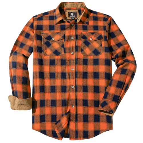 CHEXPEL Mens Flannel Shirts Long Sleeve Casual Button Down Plaid Shirt for Men 100% Cotton Brushed Shirt von CHEXPEL