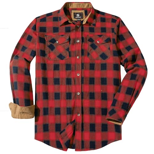 CHEXPEL Mens Flannel Shirts Long Sleeve Casual Button Down Plaid Shirt for Men 100% Cotton Brushed Shirt von CHEXPEL