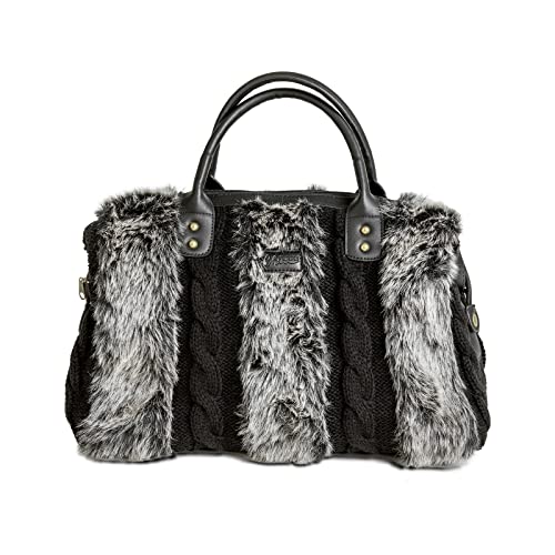 CHFLAME handtasche damen umhängetasche stylisch, puffy tote bag mit reißverschluss Strickmuster, PU leder Handle shopper tasche für Urlaubs reise und als kleine Geschenk (schwarz) von CHFLAME