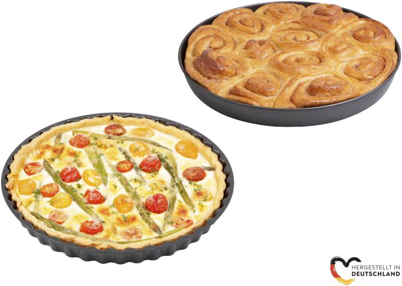 CHG Backform "EasyOven", (Set, 2 St., 1x runde Backofenform "EasyOven"-1x Quiche- und Kuchenform "EasyOven"), Made in Germany von CHG