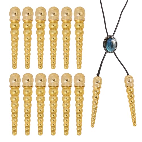 CHGCRAFT 12 Stück Bolo Tie End Cap Gold Bolo Tie Tips Alloy Cord Ends Accessories Replacement for Clothes Decoring Sweater Chain Bracelet DIY Crafts Making Findings von CHGCRAFT