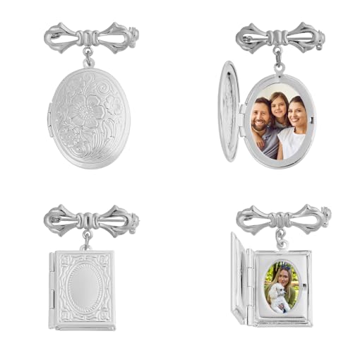 CHGCRAFT 2 Stück Brautstrauß Brosche Memorial Anhänger Hochzeit Bouquet Charme Blume Brosche Pin Messing Pins Set Erinnerung Charme Mantel Shirt Anzug Kragen Zubehör für Kleidung Abzeichen, Silber von CHGCRAFT