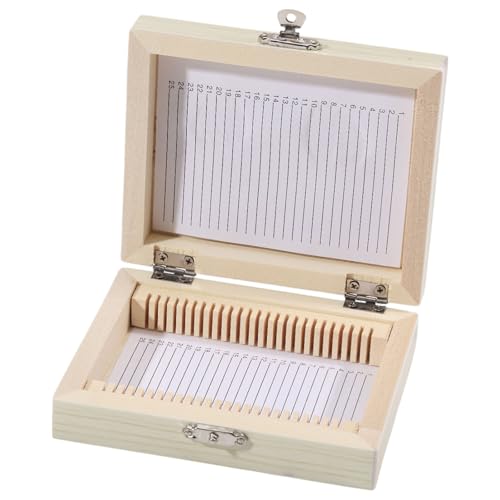 CHGCRAFT 25 Platz Hölzerne Mikroskop Dia Halter Mikroskop Dia Aufbewahrungsboxen Eisenklammern Scharnier Lagerung Mikroskop Dia Halter Fall Beige 5,12x4,25x1,38 Zoll von CHGCRAFT