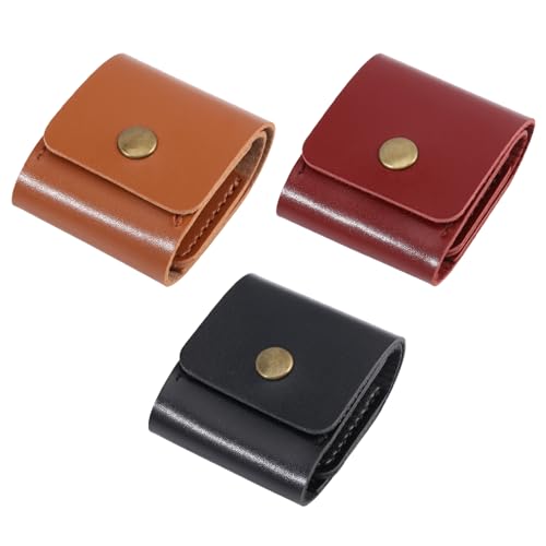 CHGCRAFT 3 Stück 3 Farben PU Leder Kartenetui handgemachte Kartenhalter Slim Minimalist Kartenhalter Front Pocket Wallet für ID-Kreditkarten Handy-Karte, gemischte Farbe, 1.97x1.77x1.22 Zoll von CHGCRAFT