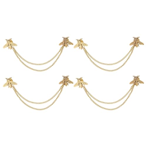 CHGCRAFT 4 Stück Biene Kette Broschen und Pins Kette Kragennadeln für Frauen Sicherheits Brosche Pin für Kleidung Schmuck Dekoration Golden von CHGCRAFT