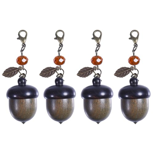 CHGCRAFT 4 Stück Hölzerne Eichel Schlüsselanhänger Dekoration mit Legierung Lobster Claw Clasps hölzerne Eichel Box Schlüsselanhänger Charme für DIY Schlüsselanhänger, Kamel, 2,8 Zoll von CHGCRAFT