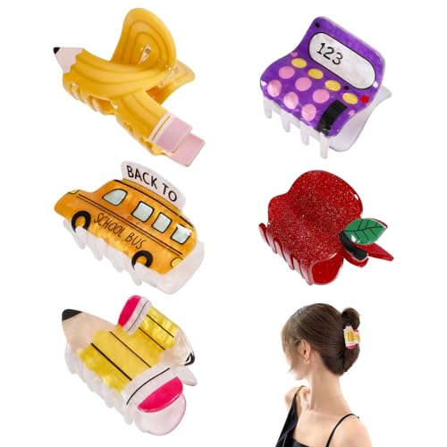 CHGCRAFT 5 Stück 5 Stil Lehrer Haarklammer Clip Bleistift Haarspangen Zurück zu Schule Haarklammer für Frauen Hairstyling Pony Salon Styling von CHGCRAFT