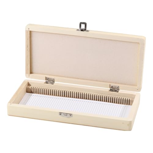 CHGCRAFT 50 Platz Mikroskop Objektträger Holzbox Mikroskop Objektträger Aufbewahrungsbox mit Eisenschloss für Experimente Analysen Wissenschaft, 9,06×4,17×1,38 Zoll von CHGCRAFT