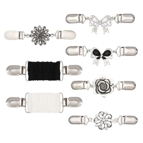 CHGCRAFT 7 Stück 7 Stil Schalverschlüsse Dekorative Kragenclips für Strickjacken Legierungsverschlüsse Spangen Aufnähbare Knebel für Jacke Wrap Schal Zubehör DIY Kleidung Zubehör von CHGCRAFT