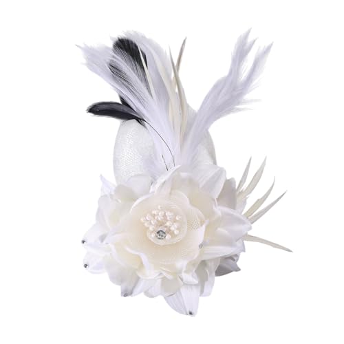 CHGCRAFT Federblumenbrosche Blumenhaarspange Reversnadel Bügelbroschenanstecker Mantel Hemd Anzugkragen Zubehör für Rucksack Kleidung Anstecker, Weiß von CHGCRAFT