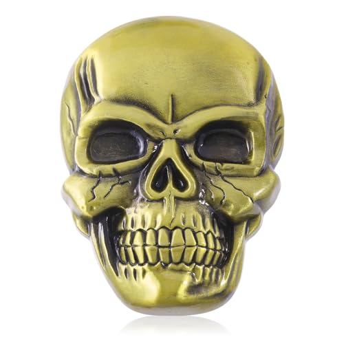 CHGCRAFT Gürtelschnalle mit Totenkopf Totenkopf Gürtelschnalle aus Legierung Adjuster Triangle Gürtelschnallen Cowboy Gürtelschnalle Gürtelschnalle in Totenkopfform für Gürteldekoration Antike Bronze von CHGCRAFT