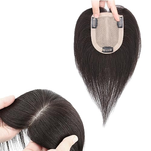 100% Echthaar-Topper for Frauen 10 * 12 Cm Handgefertigte Haarteile Auf Seidenbasis Natürliche Schwarze Clip-In-Haarverlängerungen Damen-Haartoupet for Dünner Werdendes Haar/graues Haar (Size : 12 i von CHHYU