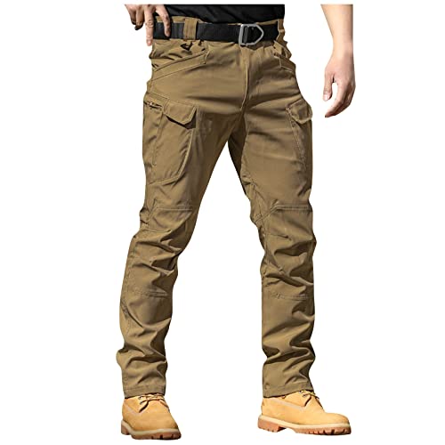 CHIACJYRSEDK Arbeitshosen Männer Cargohose Herren Leichte Traininghose Outdoor Hosen für Herren Militär Stretch Wanderhose Herren Taktische Hose mit Reißverschlusstasche 1-Braun M von CHIACJYRSEDK