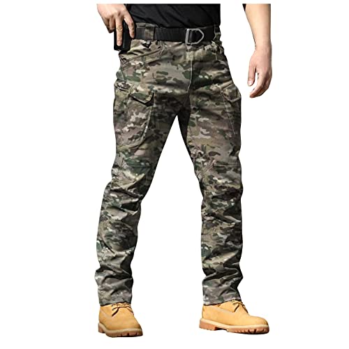 CHIACJYRSEDK Arbeitshosen Männer Cargohose Herren Leichte Traininghose Outdoor Hosen für Herren Militär Stretch Wanderhose Herren Taktische Hose mit Reißverschlusstasche 1-Leopardenmuster XXL von CHIACJYRSEDK