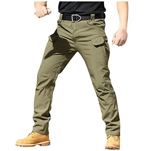 CHIACJYRSEDK Arbeitshosen Männer Cargohose Herren Leichte Traininghose Outdoor Hosen für Herren Militär Stretch Wanderhose Herren Taktische Hose mit Reißverschlusstasche 1-Armee Grün 3XL von CHIACJYRSEDK