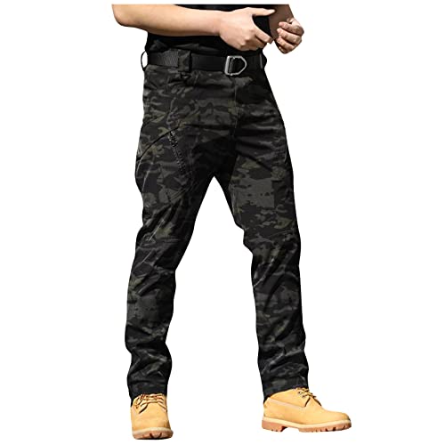 CHIACJYRSEDK Arbeitshosen Männer Cargohose Herren Leichte Traininghose Outdoor Hosen für Herren Militär Stretch Wanderhose Herren Taktische Hose mit Reißverschlusstasche 2-Tarnung M von CHIACJYRSEDK