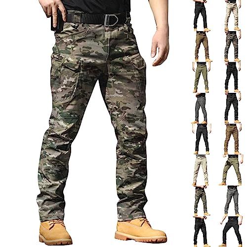 CHIACJYRSEDK Cargohose Herren Stretch Arbeitshosen Männer Leichte Traininghose Outdoor Hosen für Herren Wanderhose Herren Militär Hose Taktische Hose mit Reißverschlusstasche Leopard Print L von CHIACJYRSEDK