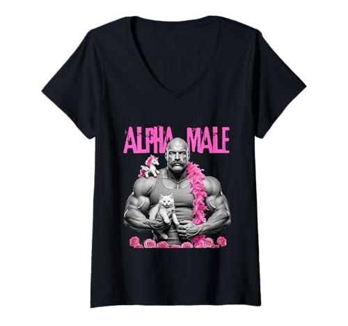 Damen Alpha-MÄNNCHEN T-Shirt mit V-Ausschnitt Damen Alpha-MÄNNCHEN T-Shirt mit V-Ausschnitt von CHIAPPETTE SPAZIALI