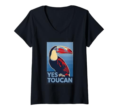 Damen JA Toucan T-Shirt mit V-Ausschnitt von CHIAPPETTE SPAZIALI