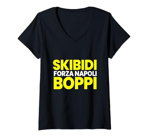 Damen SKIBIDI BOPPI Forza Napoli T-Shirt mit V-Ausschnitt Damen SKIBIDI BOPPI Forza Napoli T-Shirt mit V-Ausschnitt von CHIAPPETTE SPAZIALI