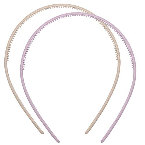 CHIARA AMBRA Haarreifen-Set 2 teilig, natur/rosa, Bio Haarreife dünn Damen Mädchen Kinder Haarband schmal 10 mm, mit Stroh, matt, Jeder Haartyp, Rutschfest von CHIARA AMBRA