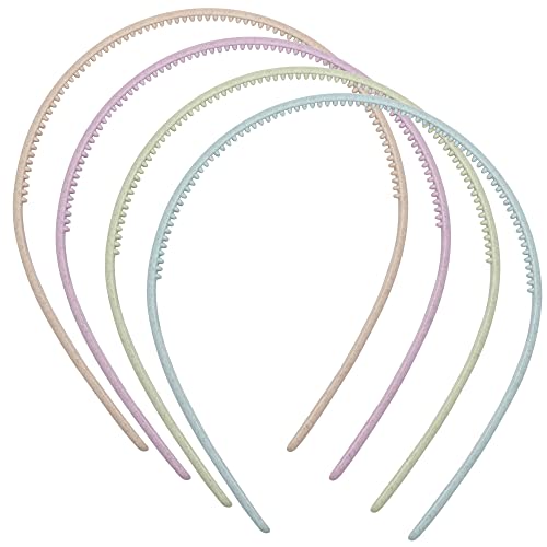 CHIARA AMBRA Haarreifen-Set 4 teilig, 4 Farben, dünn Damen Mädchen Kinder Haarband schmal 10 mm, mit Stroh, matt, Jeder Haartyp, Rutschfest von CHIARA AMBRA