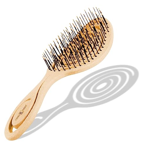 CHIARA AMBRA Spiral Haarbürste, Stroh, helles Orange Haarbürste ohne Ziepen, Entwirrbürste geeignet für Locken & lange Haare von Damen,Herren & Kinder, Kopfhaut Massagebürste, klimaneutrale Bürste von CHIARA AMBRA