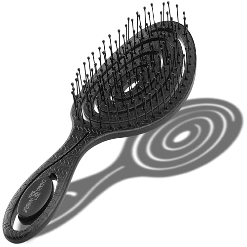 Chiara Ambra Haarbürste ohne Ziepen für Damen Herren & Kinder - Entwirrbürste auch für Locken & Lange Haare - Einzigartige Profi Detangler-Bürste mit Spiralfeder - Schwarz Chiara Ambra Haarbürste ohne Ziepen für Damen Herren & Kinder - Entwirrbürste auch für Locken & Lange Haare - Einzigartige Profi Detangler-Bürste mit Spiralfeder - Schwarz von CHIARA AMBRA