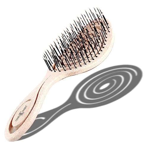 Chiara Ambra Bio Haarbürste, Haarbürste ohne Ziepen, Entwirrbürste geeignet für Locken & lange Haare von Damen,Herren & Kinder, Kopfhaut Massagebürste, klimaneutrale Bürste, Beige von CHIARA AMBRA