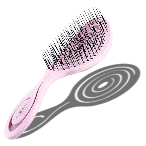 Chiara Ambra Bio Haarbürste, Haarbürste ohne Ziepen, Entwirrbürste geeignet für Locken & lange Haare von Damen,Herren & Kinder, Kopfhaut Massagebürste, klimaneutrale Bürste, Pink von CHIARA AMBRA