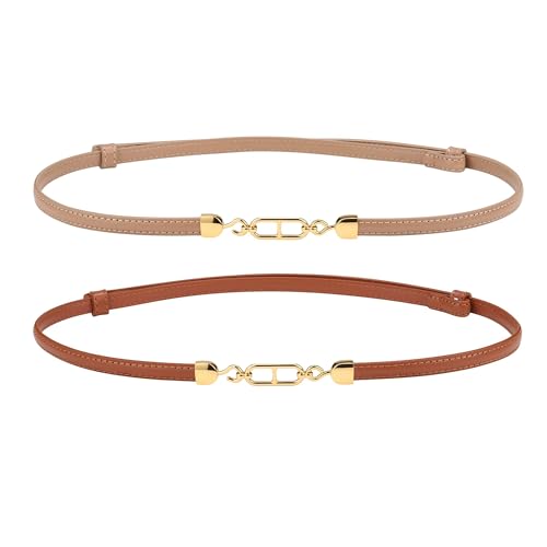 CHIC DIARY 2 Stück Schmaler Taillengürtel Modischer Dekorativer Gürtel Damen Kleidgürtel Ledergürtel für Kleid Jeans von CHIC DIARY
