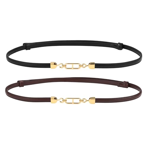 CHIC DIARY 2 Stück Schmaler Taillengürtel Modischer Dekorativer Gürtel Damen Kleidgürtel Ledergürtel für Kleid Jeans von CHIC DIARY