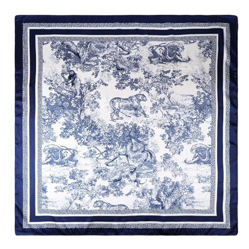 CHIC DIARY 90 * 90cm Halstuch Damen Quadratische Schal Scarf Seidentuch Seidenschal Taschentuch Bandana Geschenk für Frauen von CHIC DIARY