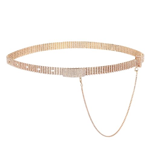 CHIC DIARY Damen Glänzender Strassgürtel Silber/Gold Glitzergürtel für Abendkleind Dekorativer Kettengürtel Taillengürtel Kleidgürtel von CHIC DIARY