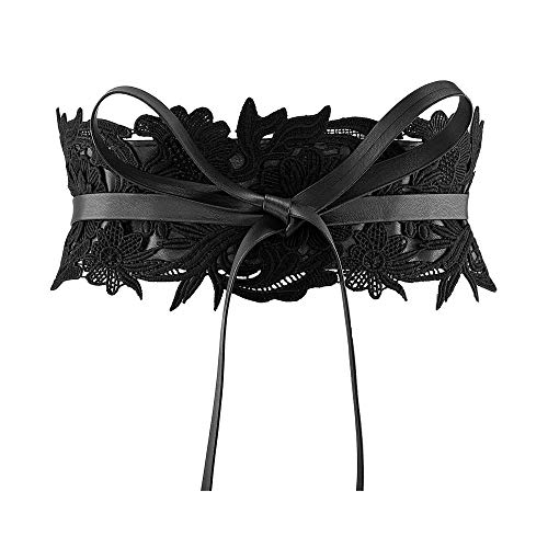 CHIC DIARY Spitze Obi Gürtel Damen Breiter Taillengürtel Bindegürtel Retro Elegant Wickelgürtel Dekorativer Kleidgürtel von CHIC DIARY