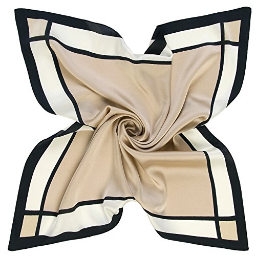 CHIC DIARY Damen elegant Schal Seidentuch Halstuch Seidenschal Karoschal Herbst Winter Scarf Business,60 * 60cm, Beige, Einheitsgröße von CHIC DIARY