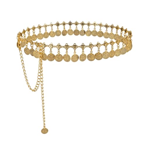 CHIC DIARY Gold Kettengürtel Metall Körperkette Vintage Bauchkette Dekorative Fransen Taillenkette für Kleid Rock Jeans von CHIC DIARY