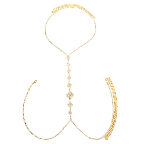 CHIC DIARY Gold Körperkette BH Bikini Kette Glitzer Strass Y Halskette Sommer Strand Festival Accessories Körperschmuck Damen CHIC DIARY Gold Körperkette BH Bikini Kette Glitzer Strass Y Halskette Sommer Strand Festival Accessories Körperschmuck Damen von CHIC DIARY