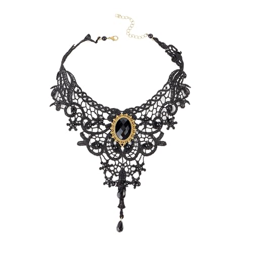 CHIC DIARY Gothic Choker Kette Spitze Halsband Schwarz Retro Schmuck Halloween Karneval Kostüm Damen von CHIC DIARY
