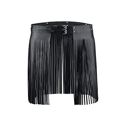 CHIC DIARY Hip-Hop Punk Taillengürtel Fransen PU Leder Gürtel Damen Quaster Rock Schwarz Dekorativer Hüftgürtel für Kleid Jeans von CHIC DIARY