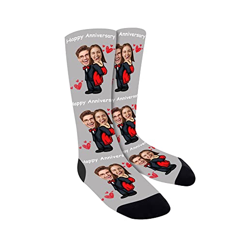 CHIC DIARY Lustige Socken mit Gesicht Personalisiert Foto Socken Damen Herren Familiensocken Geburtstag Jubiläum Geschenk von CHIC DIARY