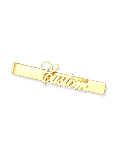 CHIC DIARY Personalisierte Krawattennadel mit Namen Gravur Edelstahl Krawattenklammer 5cm Gold Business Clips Geschenk für Männer von CHIC DIARY