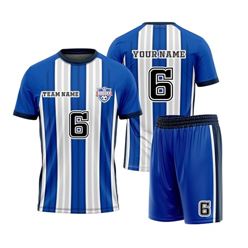 CHIC DIARY Personalisiertes Fußball Trikot mit Team Logo Nummer Name Selbst Gestalten Trainingstrikots für Kinder Jungen Erwachsene von CHIC DIARY