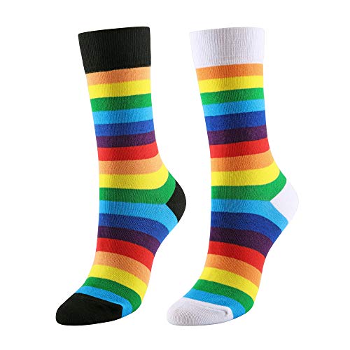 CHIC DIARY Regenbogen Strümpfe Damen Rainbow Bunte Streifen Socken Sportsocken Cheerleader Fasching Kostüm, Größe 35-40 von CHIC DIARY