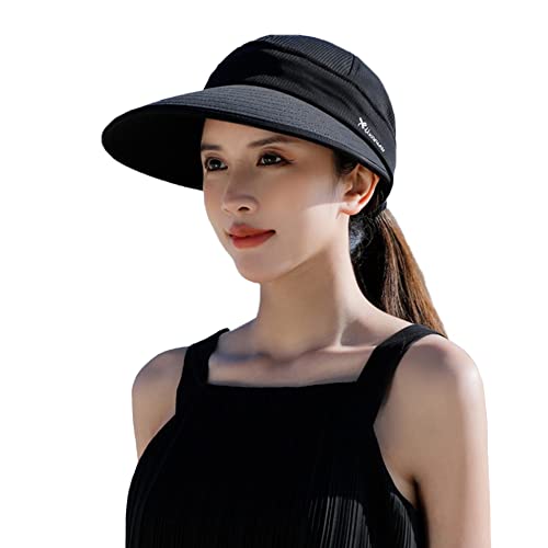 CHIC DIARY Sonnenhut Damen Sonnenschutz Visor Cap mit großer Krempe Sommerkappe Sonnenmütze Abnehmbar Hut für Outdoor Golf von CHIC DIARY