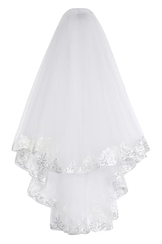 CHIC DIARY Tüll Schleier Braut 2-stöckiger Brautschleier mit Kamm für Brautkleid JGA Party Hochzeit Accessories von CHIC DIARY